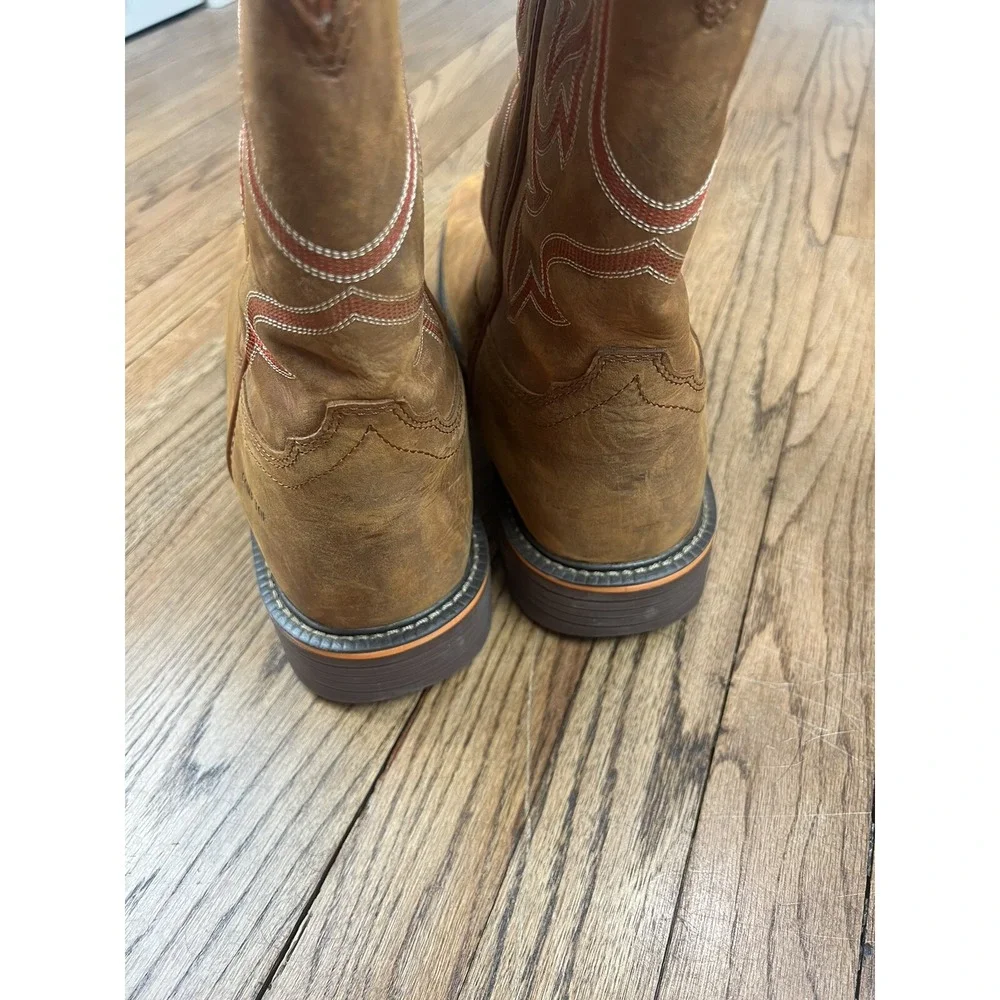 Justin Resistor Comp Toe Work Boots CR4016 Russet Brown Leather Waterproof Sz 14